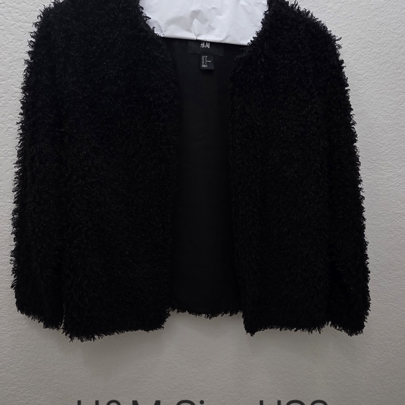 H&M Jackets & Blazers - H&M Black Fuzzy Open-Front Jacket
